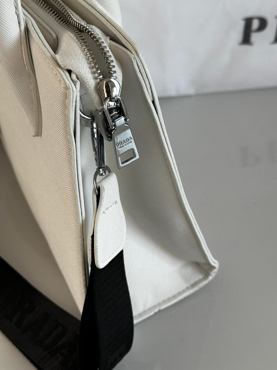 Prada Kristen Triangle Logo Hardware Saffiano Leather Handbag