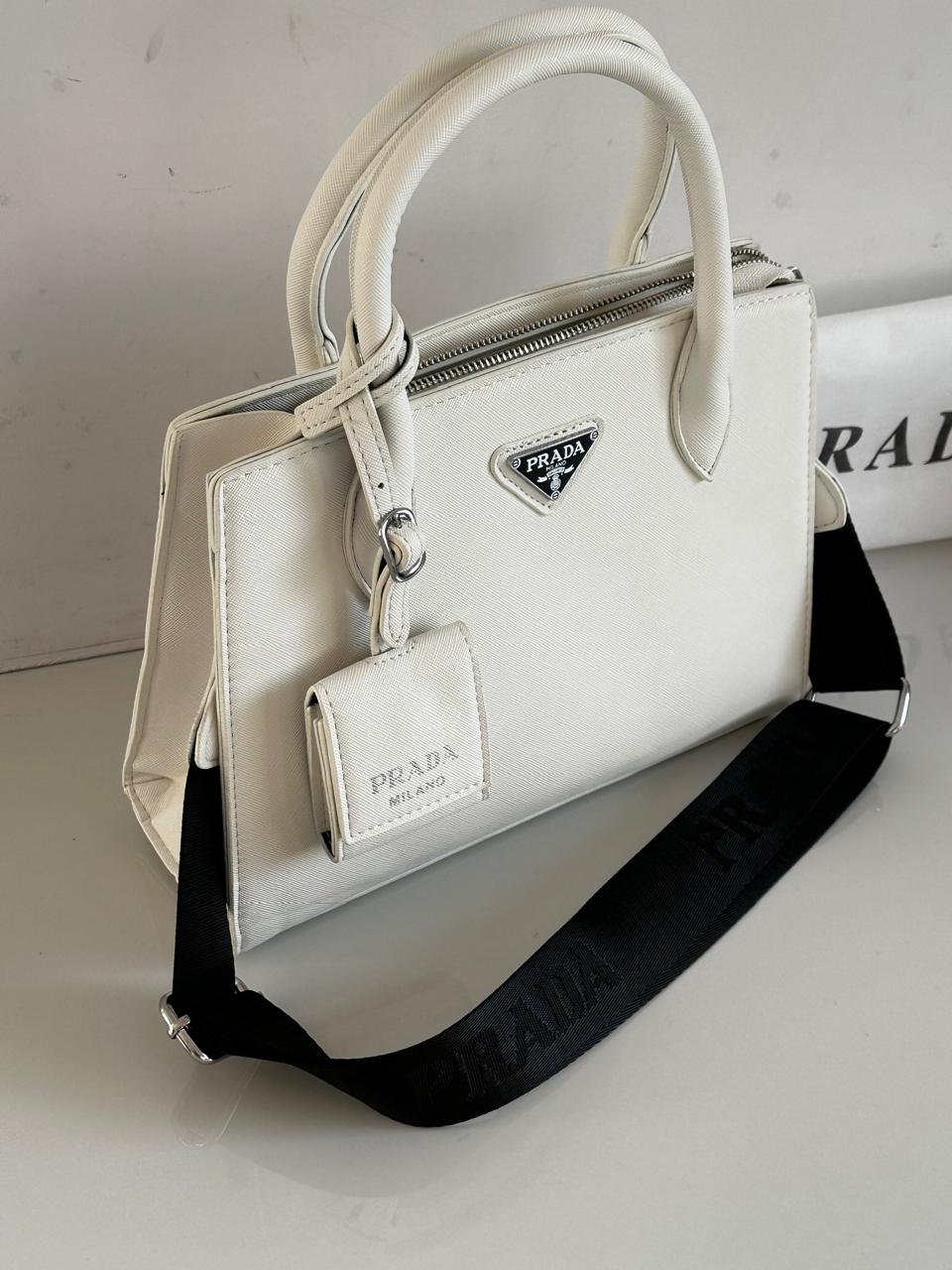 Prada Kristen Triangle Logo Hardware Saffiano Leather Handbag